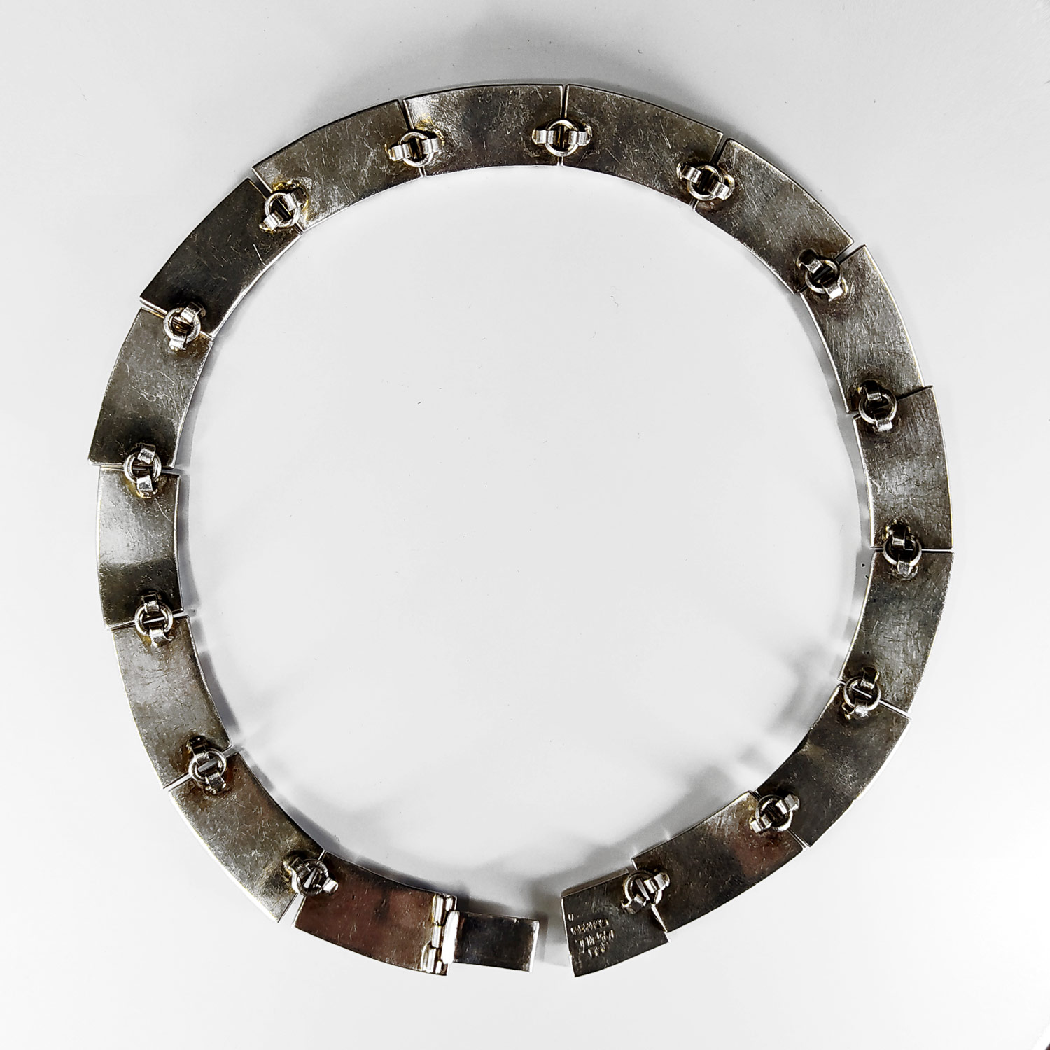 Stříbrný článkový náhrdelník s tyrkysy, Taxco, Mexiko