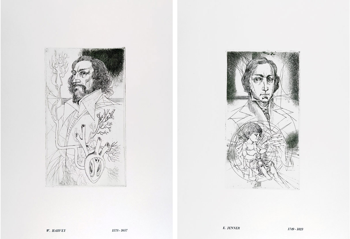 Kass János – 12 famózních lékařů, grafické album 12 původních leptů, 1982