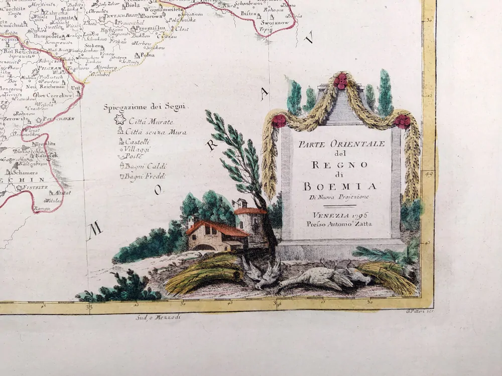  Čechy – Antonio Zatta, dva staře kolorované původní mědiryty, 1794