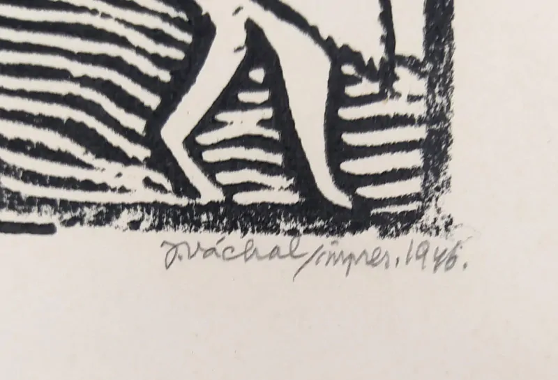 Váchal Josef – Nikotiana (Kuřák), původní dřevoryt, 1919 (1946)