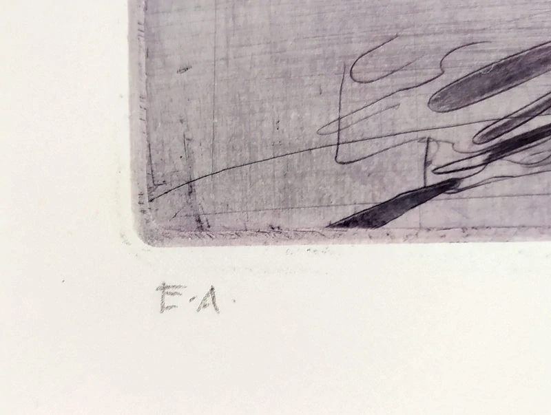 Demel Karel – K ránu, rozměrný barevný lept a suchá jehla, autorský tisk, 1989