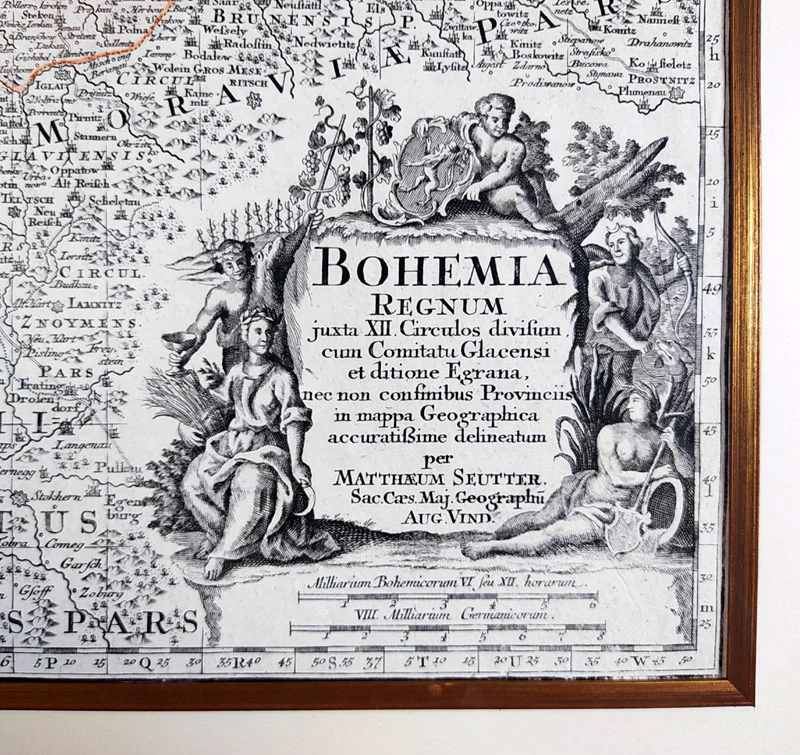  Čechy – Matthäus Seutter, staře kolorovaný původní mědiryt, ca 1730