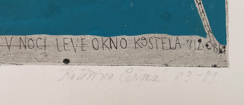 Černá Kateřina – Sv. Vojtěch, str. 18 pro knihu „Cesta za obrazy“, kolorovaný lept, č. 2/20, 1983–1989