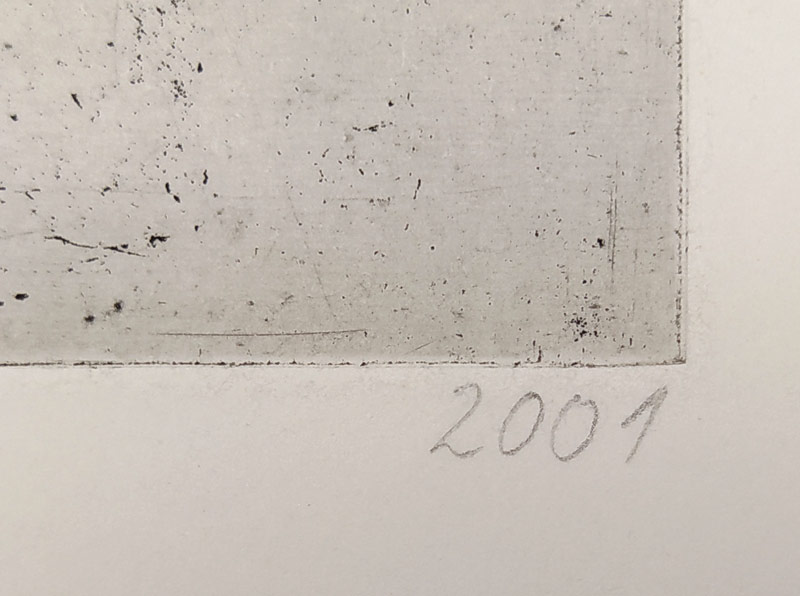 Černá Kateřina – Ó Praho plná balkónů, pro knihu „Dodatky“, autorský tisk, kombinovaná technika, 2001