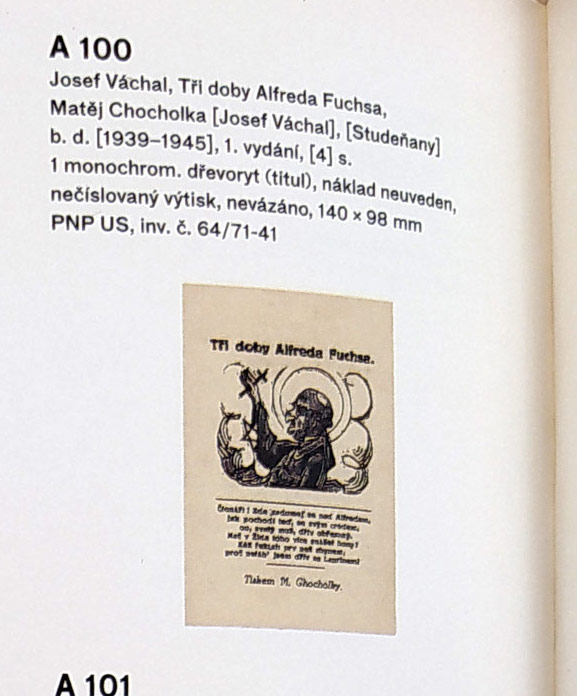 Váchal Josef – Tři doby Alfreda Fuchsa, autorský příležitostný tisk, 1939–1945