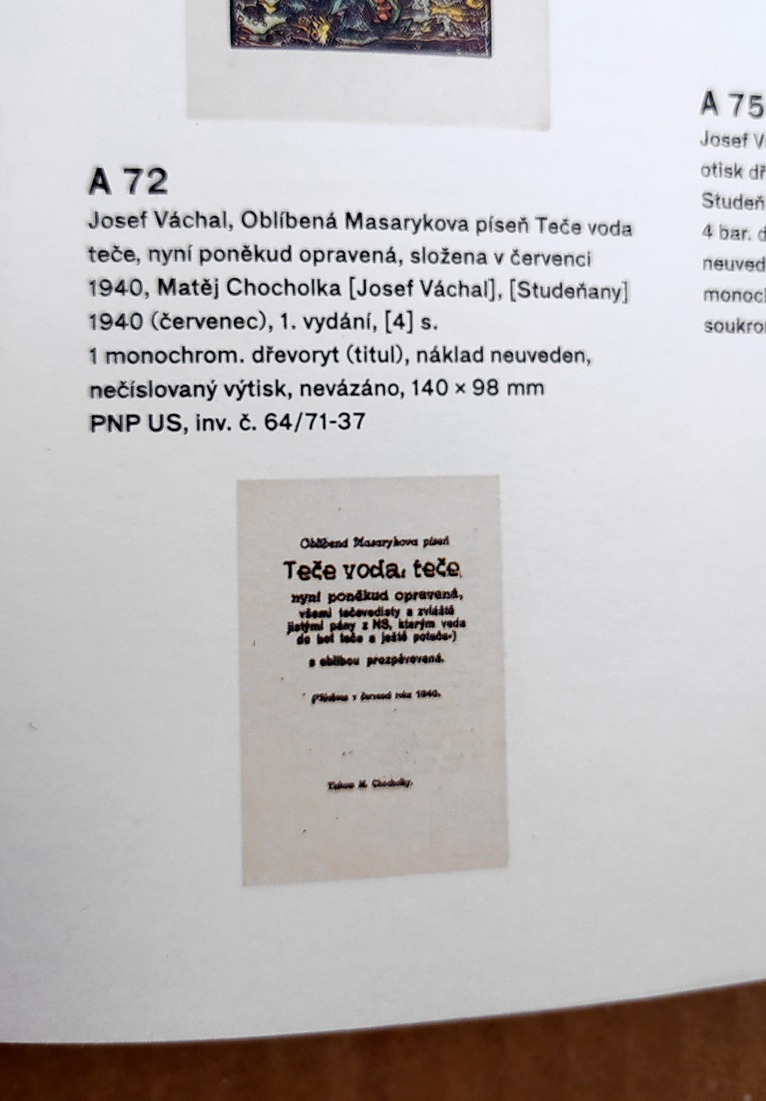 Váchal Josef – Oblíbená Masarykova píseň Teče voda teče, 1940