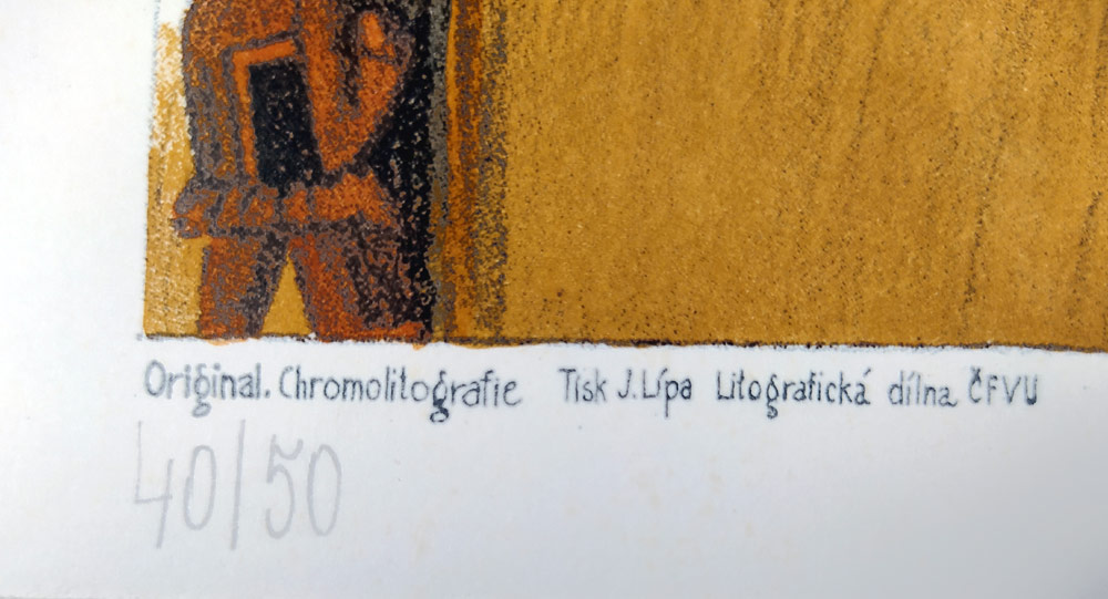 Šalamoun Jiří – Obrázky ze života K. P. (Kozmy Prutkova), barevná litografie, č. 40/50, 1975