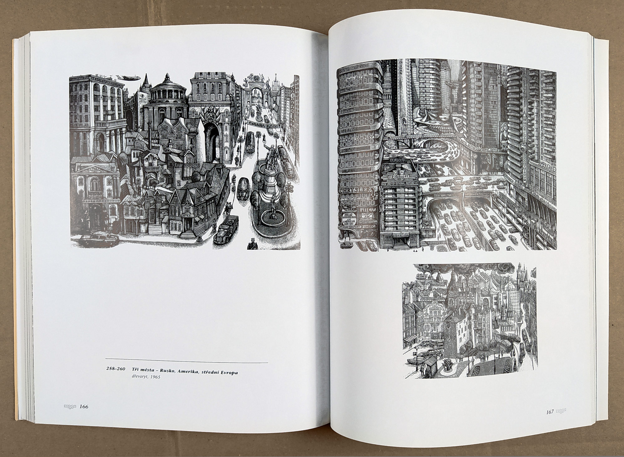 Mézl Zdeněk – Amerika, autorský tisk, původní dřevoryt, 1965