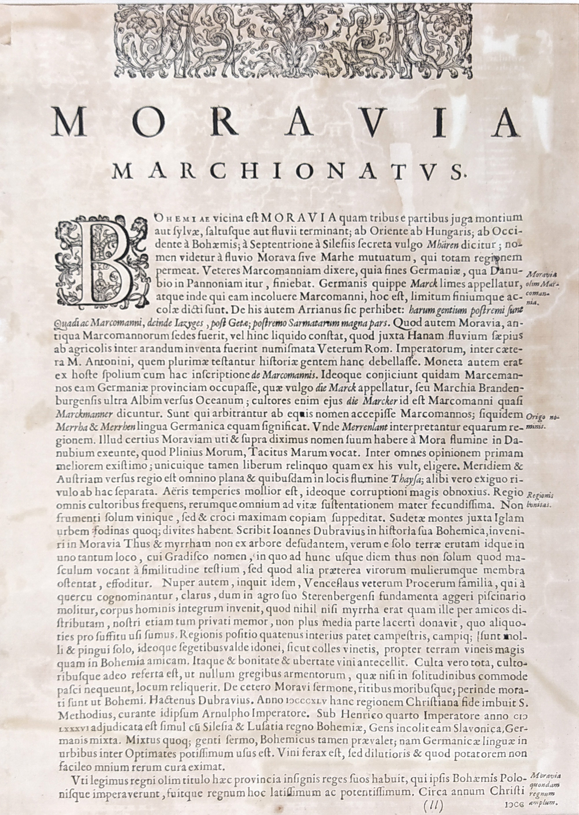 Morava – Komenského mapa Moravy, Henricus Hondius, staře kolorovaný původní mědiryt, 1. vydání, 1633