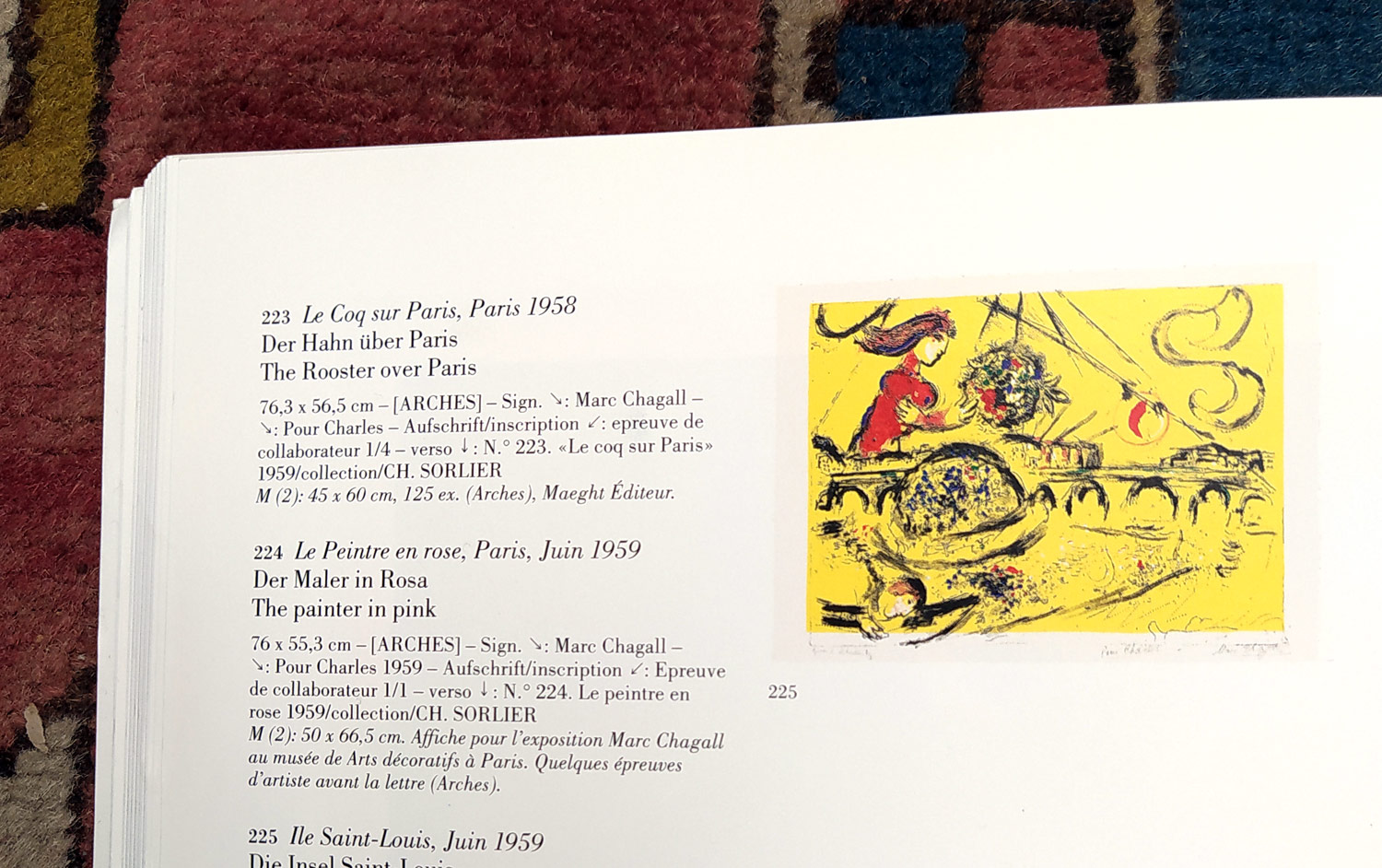 Chagall Marc – Ile Saint-Louis, signovaná původní barevná litografie, číslováno 50/100, červen 1959