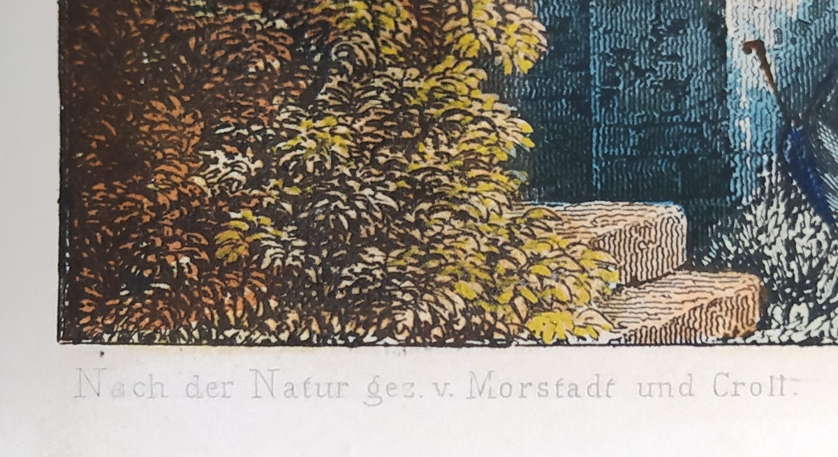 Praha – Panorama Prahy, Morstadt Vincenc, Rybička Josef, staře kolorovaný předleptaný oceloryt, 1852