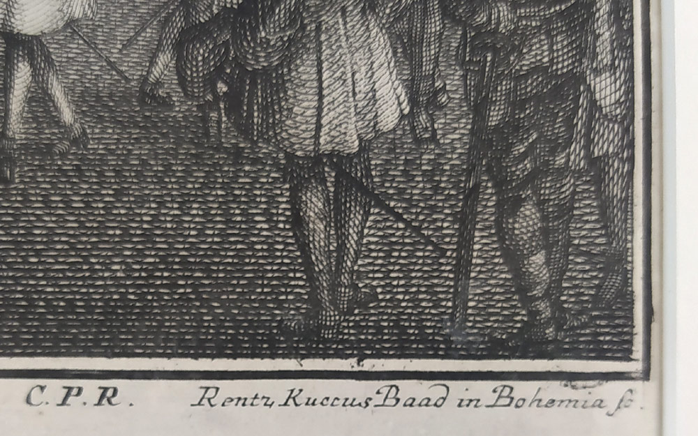 Praha – Vladislavský sál, Korunovace Marie Terezie 1743, původní mědiryt, 1743