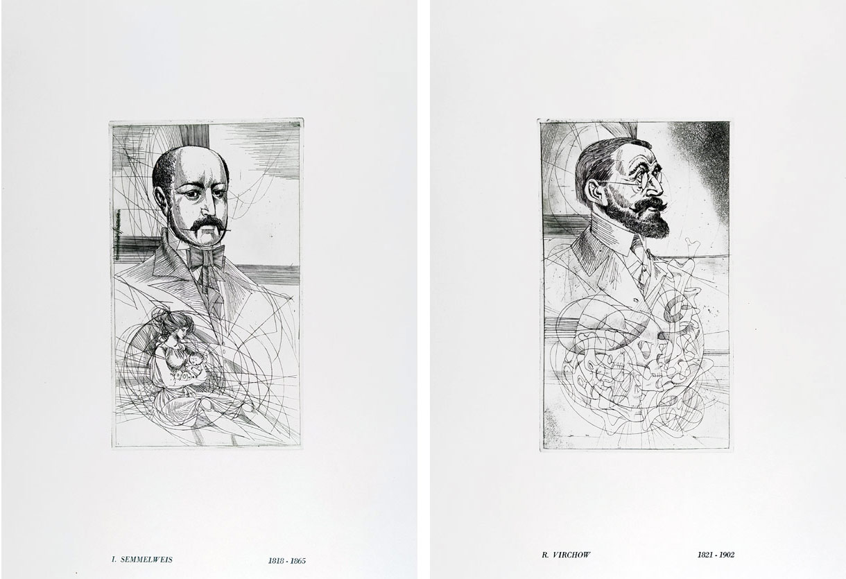 Kass János – 12 famózních lékařů, grafické album 12 původních leptů, 1982