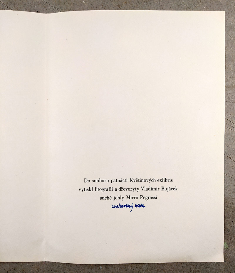 Kobliha František – Květinová Ex libris, 15 grafik, autorský tisk, Praha, 1953