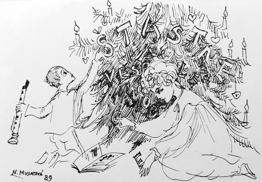 Musatová Nora – Konvolut pěti perokreseb, 80. a 90. léta