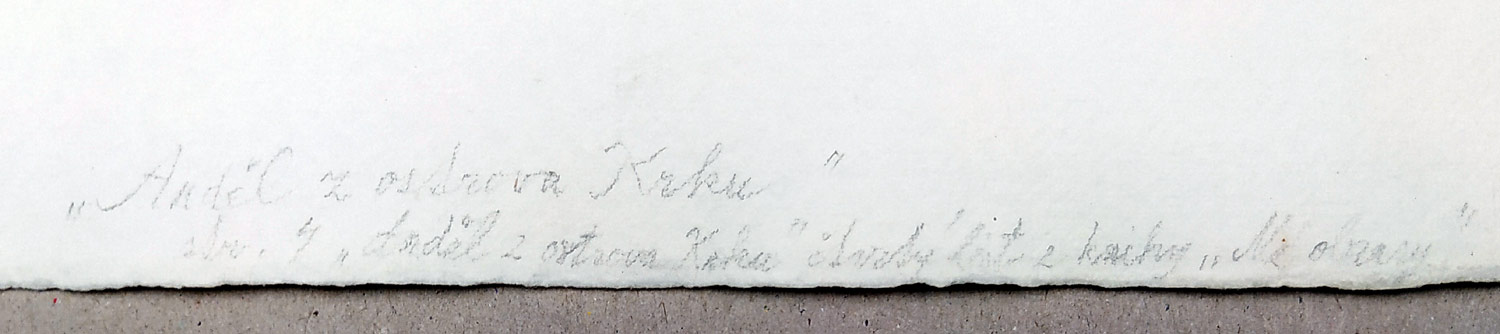 Černá Kateřina – Anděl z ostrova Krku, str. 4 pro knihu „Mé obrazy“, kombinovaná technika, autorský tisk, 1984