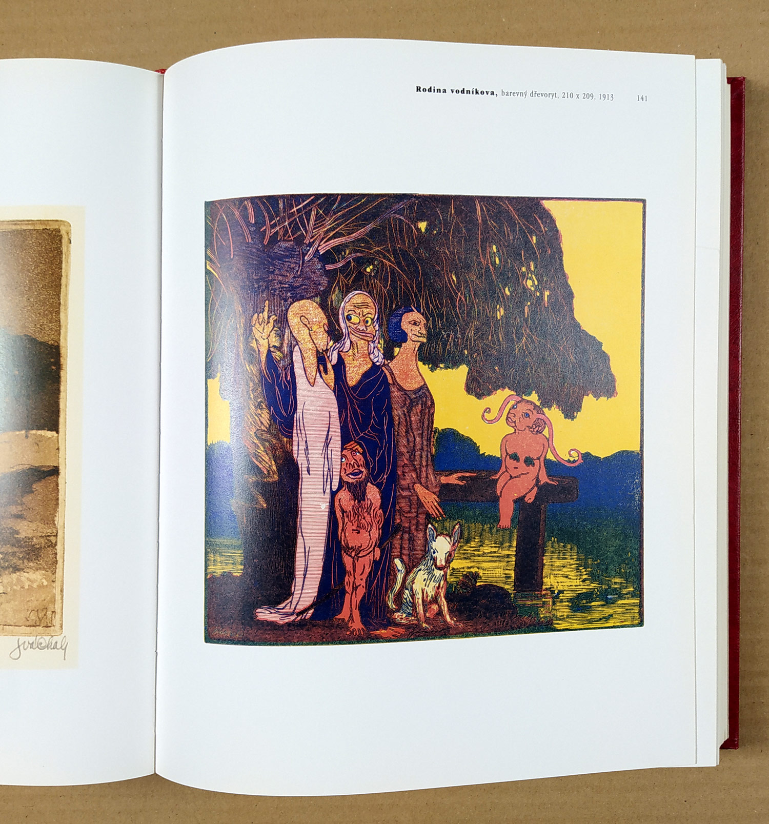 Váchal Josef – Rodina vodníkova, původní barevný dřevoryt, č. tisku 10, 1911
