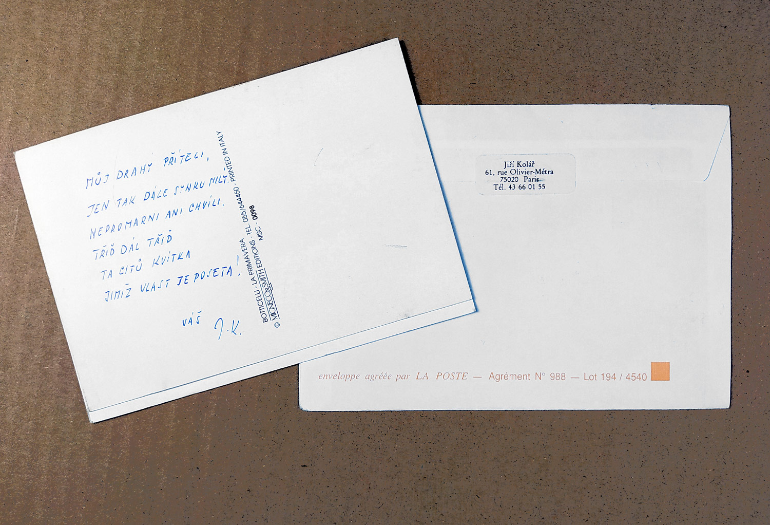 Kolář Jiří – Variabilní koláž s výměnnými prvky, adresovaná příteli I. W., 90. léta