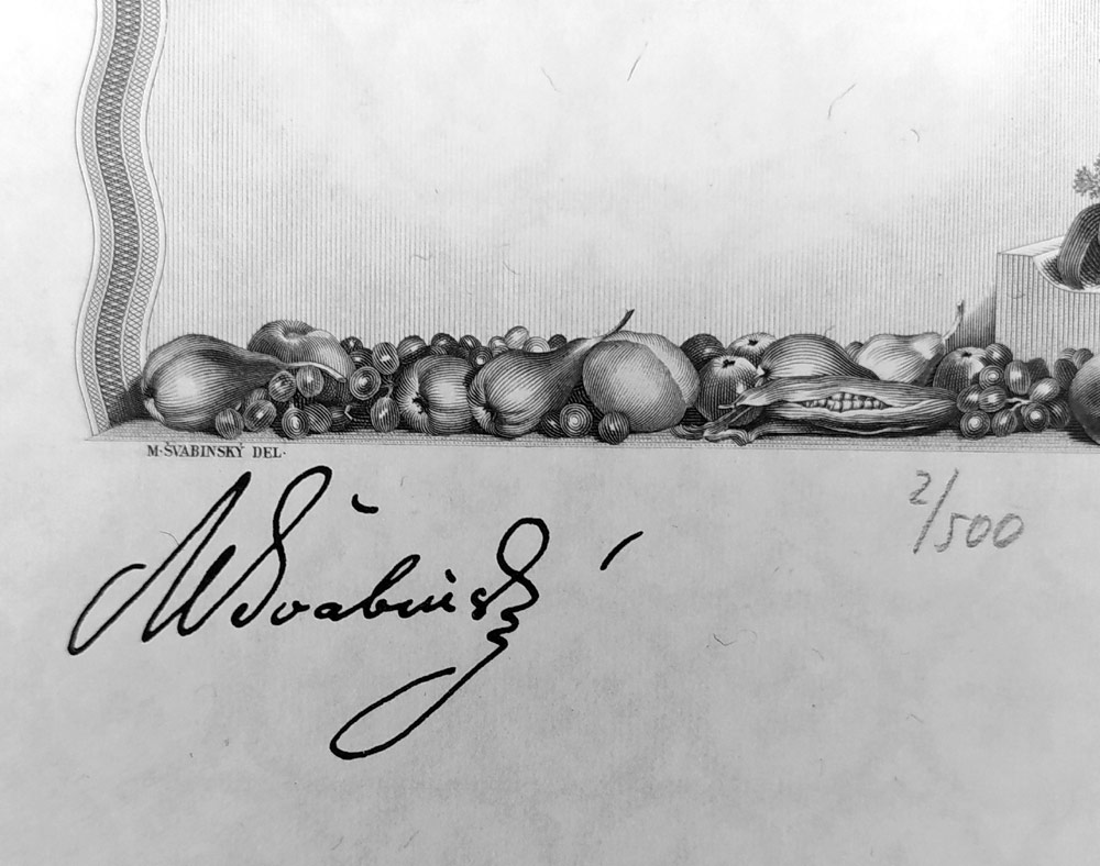 Schirnböck Ferdinand, Švabinský Max – dva návrhy na bankovku 1000 Kčs, 25. 5. 1934, hlubotisk, 1984