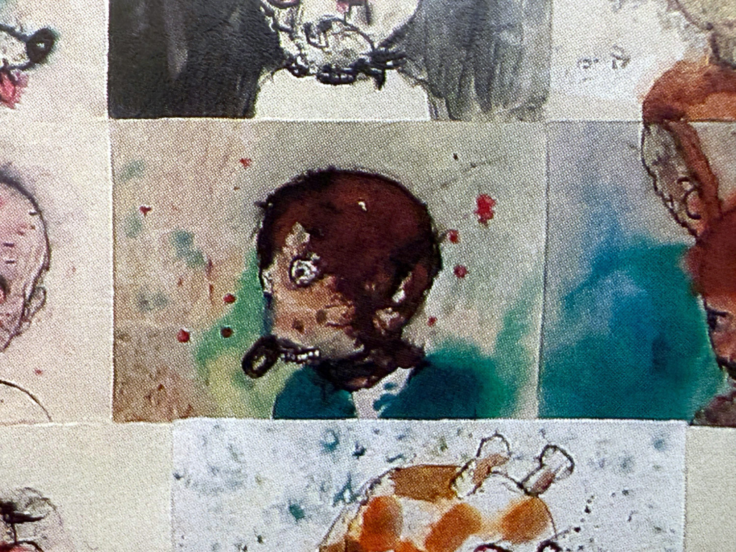Bolf Josef – Myšák, ze série Obličeje, malba akvarelem, tuší a kvašem na ručním papíře, 2002–4