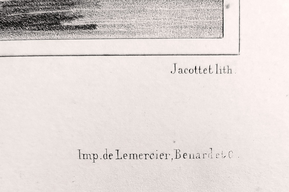 Praha – Karlův most a Staré Město, Jacottet, původní litografie, ca 1840