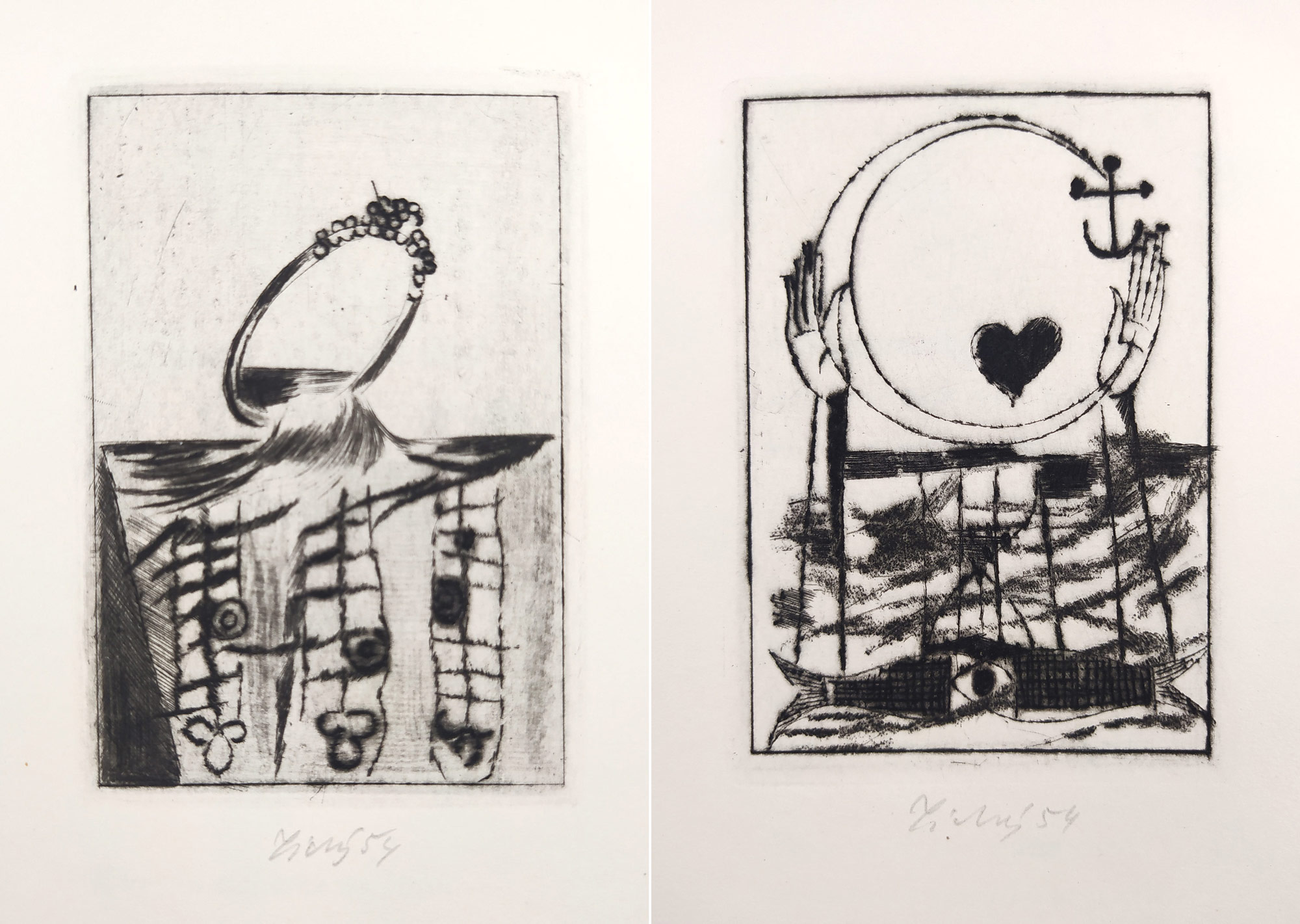 Seifert Jaroslav (s podpisem) – Vltava, Tichý František – sedm suchých jehel, čtyři signovány, 1954