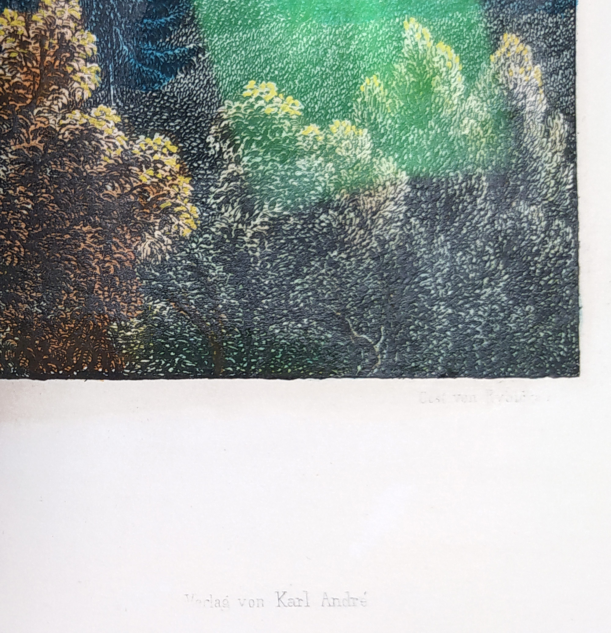 Praha – Panorama Prahy, Morstadt Vincenc, Rybička Josef, staře kolorovaný předleptaný oceloryt, 1852
