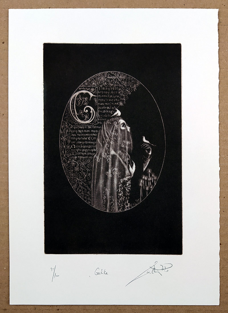 Černoš Jan – Soubor Historia, soubor čtyř Ex libris, mezzotinty, ex. č. 95/100, 2020