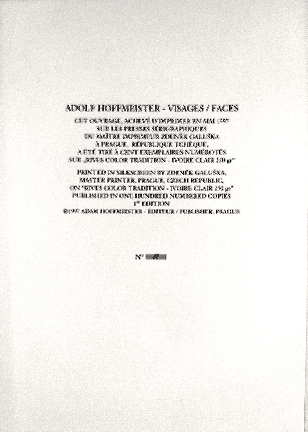 Hoffmeister Adolf – Faces / Visages, album, serigrafie, číslováno: 11/100, 1997 
