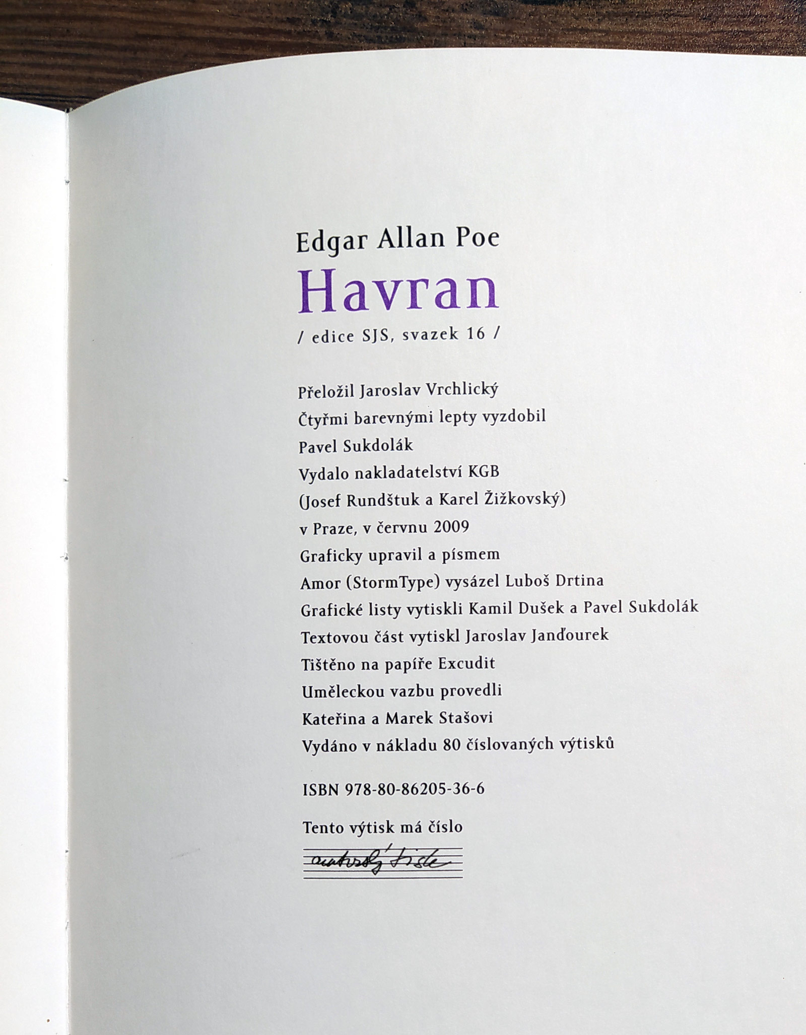 Sukdolák Pavel – Edgar Allan Poe, Havran, čtyři barevné lepty, autorský tisk, 2009