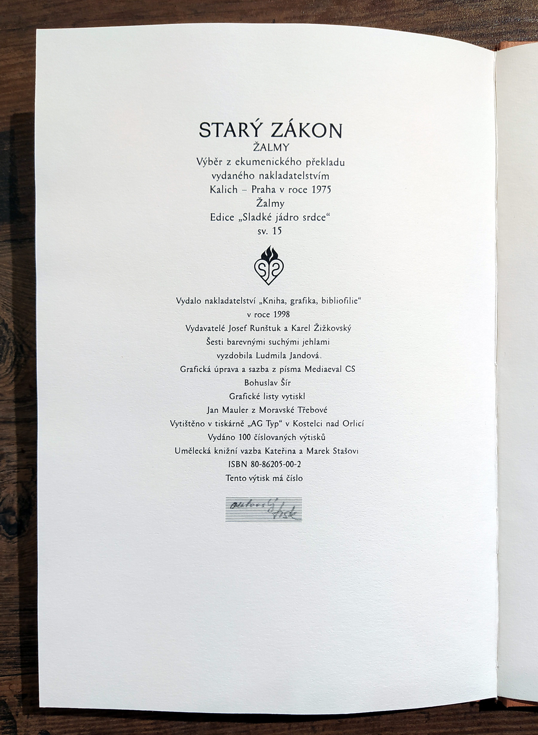 Jandová Ludmila – Starý zákon, Žalmy (výběr), šest barevných suchých jehel, autorský tisk, 1998