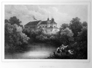 Žireč – Dvůr Králové nad Labem – Arldt Carl Wilhelm, Semmler C. G., původní litografie, 1845