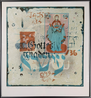 Jelínek Oldřich – Von Gottes Gnaden, barevná litografie, číslováno 30/32, 1981
