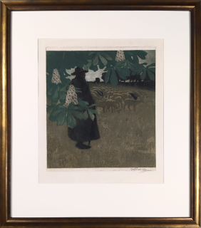 Preissig Vojtěch – Pastýř, barevný lept s akvatintou, 1900