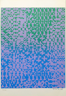 Sýkora Zdeněk – Barevná struktura, signovaná serigrafie č. 90/100, 1968