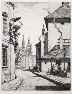 Šimon Tavík František – Praha, Hradčanské náměstí, původní lept, 1934