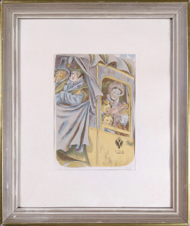 Bouda Cyril – Dostavník, barevná kamenorytina, 1954