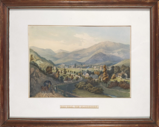 Velké Losiny – August Carl Haun, František Kalivoda, staře kolorovaná původní litografie, 1857–1860