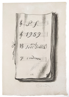 Bouda Cyril – PF 1959 prof. Jiří Siblík s rodinou, původní litografie, 1958