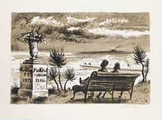 Bouda Cyril – PF 1973 Jaroslav Pergl, původní barevná litografie, 1972