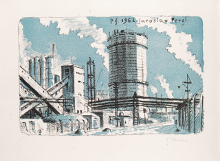 Bouda Cyril – PF 1962 Jaroslav Pergl, původní barevná litografie, 1961