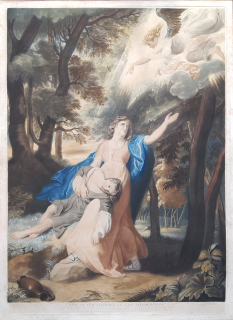 Dunkarton Robert – Hagar a Ismael na poušti, barevná mezzotinta podle předlohy Johna Singletona Copleyho, 1798