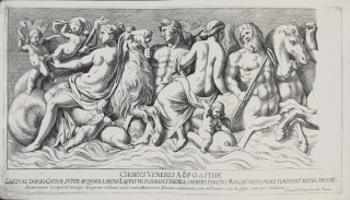 Bartoli Pietro Santi – Venuše a její družina, původní lept, 1693