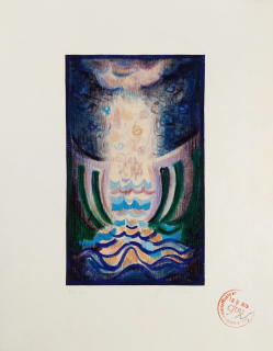Míčková Jana – Voda, z cyklu „Živly“, malba pastelem, signováno, 1975