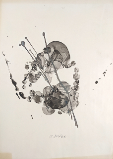 Míčko Vladimír Gabriel – Experimentální kresba, kombinovaná technika, kresba mýdlovými bublinami, dripping, 1969