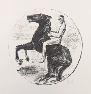 Liebermann Max – Jezdec na pláži, signovaná původní litografie, nedatováno