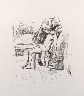 Liebermann Max – Holič, signovaná původní litografie, nedatováno