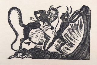 Posada José Guadalupe – Zločin Josefiny Larové, dřevoryt na japanu, nesignováno, nedatováno