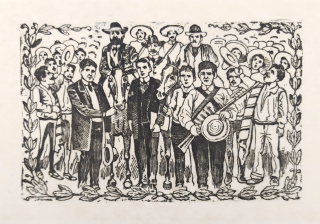 Posada José Guadalupe – Triumf Francisca Madera, leptaný zinek na japanu, nesignováno, nedatováno