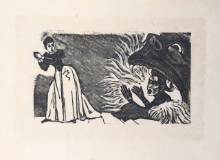 Posada José Guadalupe – Neposlušný syn, dřevoryt na japanu, nesignováno, nedatováno